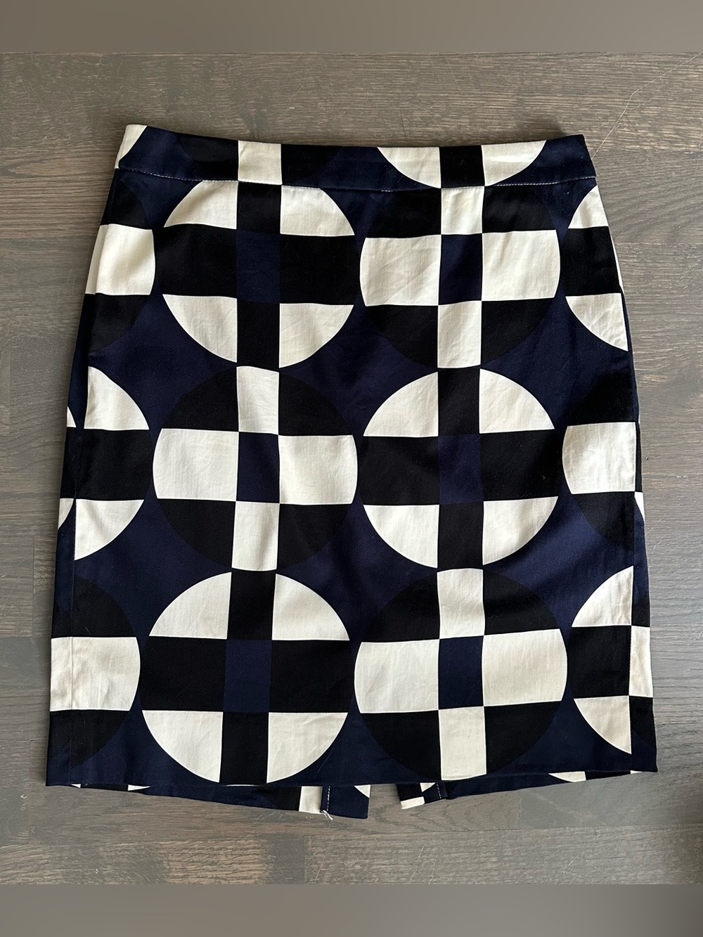 J. Crew Factory Black, Navy, & Offwhite Geometric Pencil Skirt